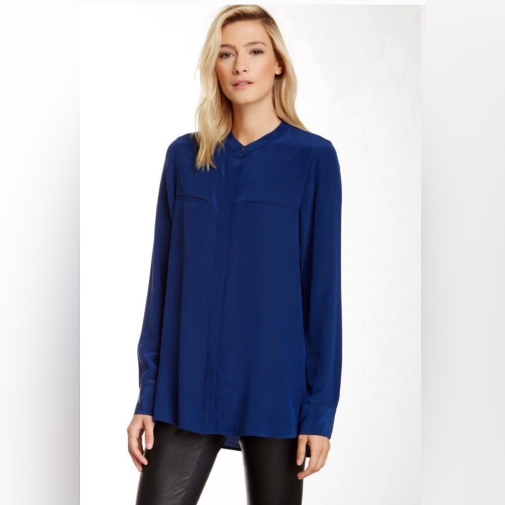 Vince Deep Blue Women's Silk Blouse Size 10